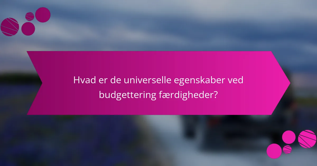 Hvad er de universelle egenskaber ved budgettering færdigheder?