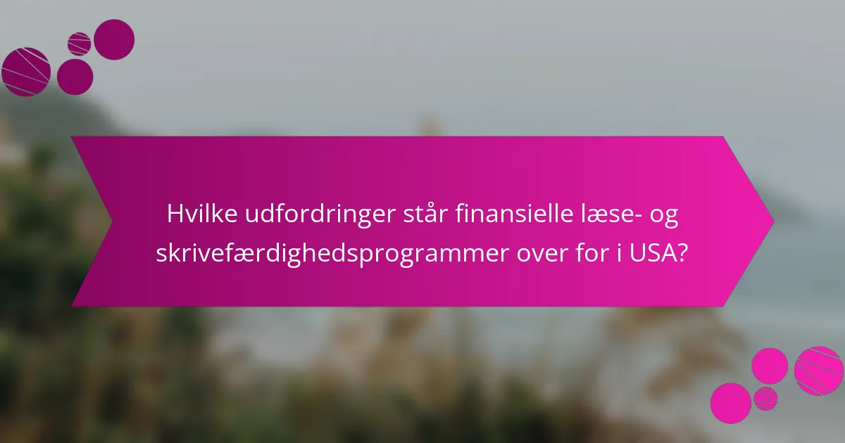 Hvilke udfordringer står finansielle læse- og skrivefærdighedsprogrammer over for i USA?