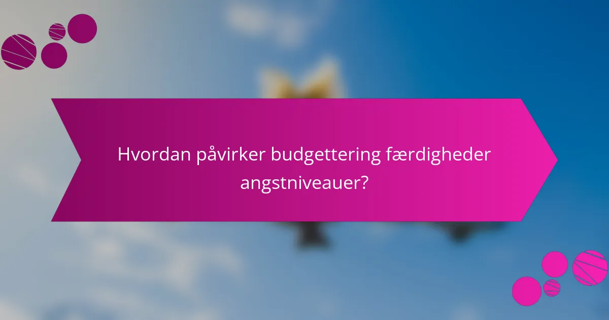 Hvordan påvirker budgettering færdigheder angstniveauer?